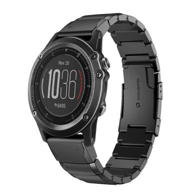 สำหรับ Garmin Fenix 3ชม. 26มม. สายนาฬิกาข้อมือสแตนเลสกระดองเต่า (สีดำ)