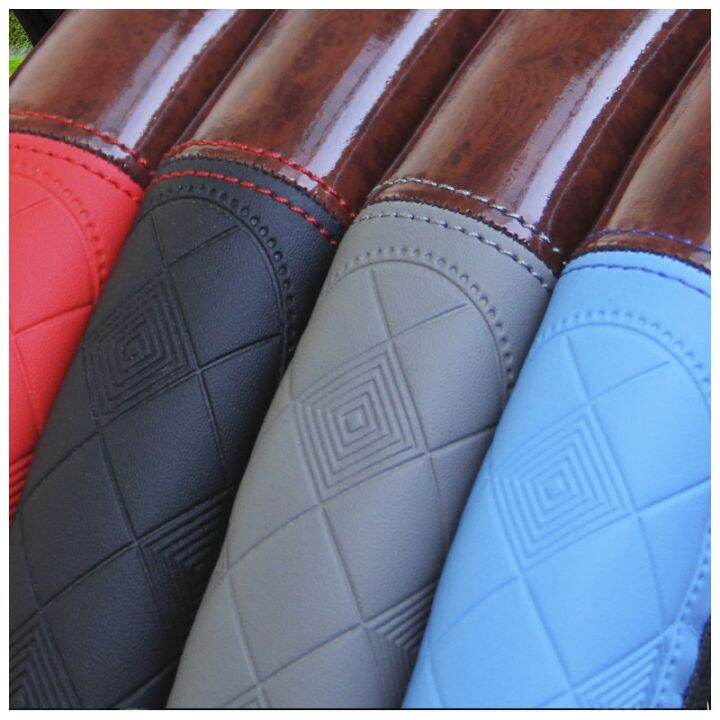 cw-4-color-new-car-steering-covers-wood-grain-mahogany-leather-embossed-no-elastic-band-anti-slip-37-38cm