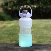 Girls Water Bottle with Time Marker 2000Ml Straw Bottle for Water Jug Cup Outdoor Portable Gradient Kettle with Lid Drinkware