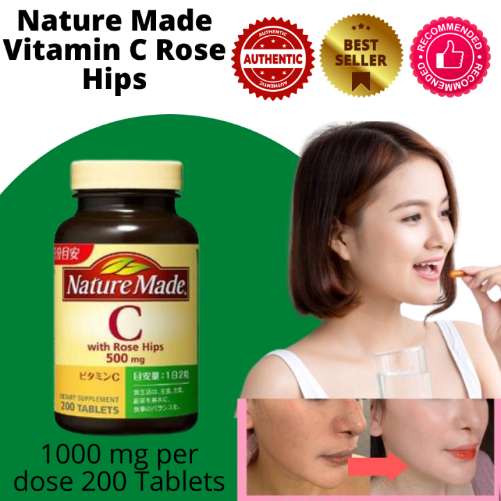 Nature Made Vitamin C Rose Hips 1000 mg per dose 200 Tablets Lazada PH