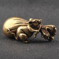 Antique Bronze Heavy Little Mouse Big Money Bag Lucky Ornament Pure Copper Rat Figurines Feng Shui Home Decoration Desktop Decor