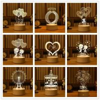 Romantic Love 3D Lamp Heart-shaped Acrylic LED Night Light Tree Decorative Table Lamp Valentine 39;s Day Christmas Decoration Gifts