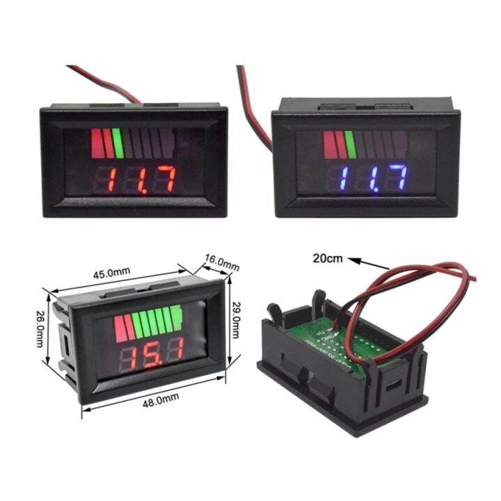 Voltmeter Indikator Level Pengisian Baterai Aki 12V - 72V | Lazada