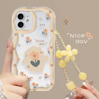 เคส Apple ไอโฟน7 Plus 8 Plus 6S Plus XR XS Max X 3D การ์ตูนแฟชั่นลายดอกไม้น่ารักเคสโทรศัพท์โปร่งใสพร้อมสายรัดข้อมือนุ่มป้องกันการกระแทกฝาหลัง