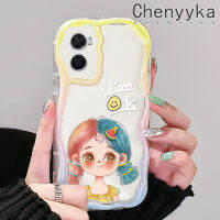 เคส Chenyyka สำหรับ OPPO เคส A36 A76 A96การ์ตูนน่ารักลายเด็กผู้หญิงดีไซน์ใหม่เนื้อครีมขอบคลื่นนุ่มโปร่งใสลายกล้องถ่ายรูปเคสมือถือฝาครอบป้องกันที่เรียบง่ายอ่อนโยน