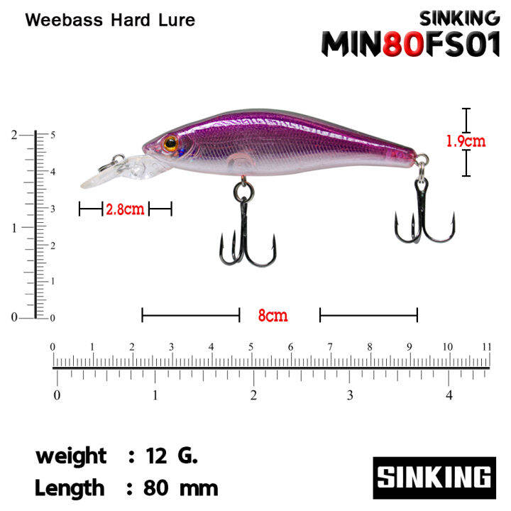 อุปกรณ์ตกปลา-weebass-เหยื่อปลั๊ก-รุ่น-sinking-min80fs01-80mm-12g-เหยื่อปลอม-เหยื่อตกปลา