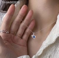 ๑▥✿ Fashion Blue Crystal Irregular Heart Pendant Necklace for Women Elegant Silver Color Clavicle Chain Necklace Party Jewelry