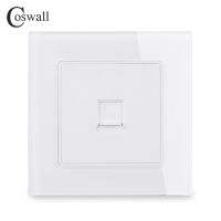 COSWALL Crystal Tempered Glass Panel Wall Socket 1 Gang RJ45 CAT5E Internet Computer Data Connector C1 Series