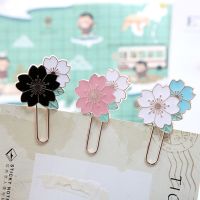 Cherry Blossom Paper Clip Bookmarks Creative Mini Art Pattern Bookmark Page Folder Office School Supplies Decoration Stationery