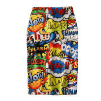 Women Harajuku Pencil Skirts Colorful Cartoon Yeah! Letters printing High Waist Slim Midi Split Sexy Female Falda SP532