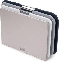 Joseph Joseph Plastic Cutting Board Set with Storage Stand 3 Different Sized Boards Regular Gray