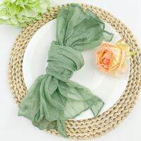 4PC Sage Gauze Cheesecloth Napkin Table Placemats Setting Dining Wedding Party Banquets Christmas Banquets Arches Cake Decor