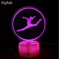 ●✤ 3D Gymnastics Optical Illusion Lamp Acrylic Led Night Light 16 Colors with Remote Control USB Decoration Birthday Christmas Gift