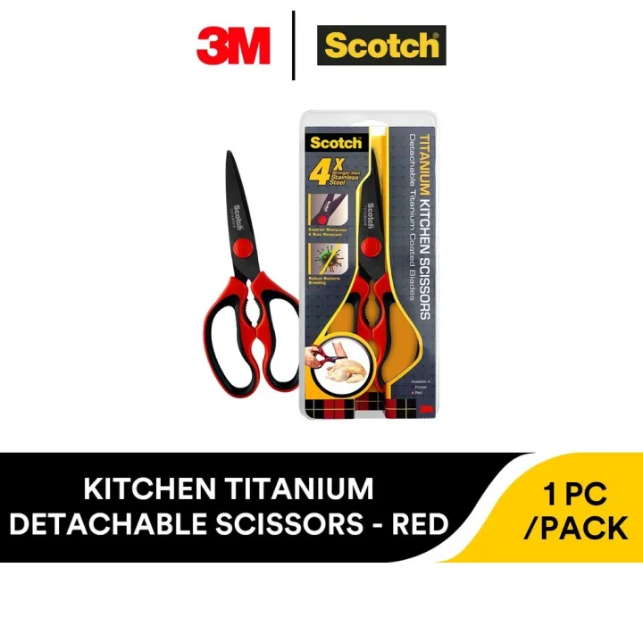 [Authentic] 3M Scotch Titanium Kitchen Scissors Detachable Red 1 per
