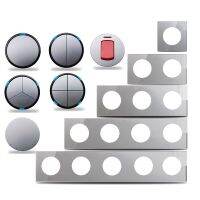 Grey Glass 1 2 3 4 Gang Wall Light Switch LED Indicator AC Cooker Push Return For Waterheator DIY Free Combination Push Button