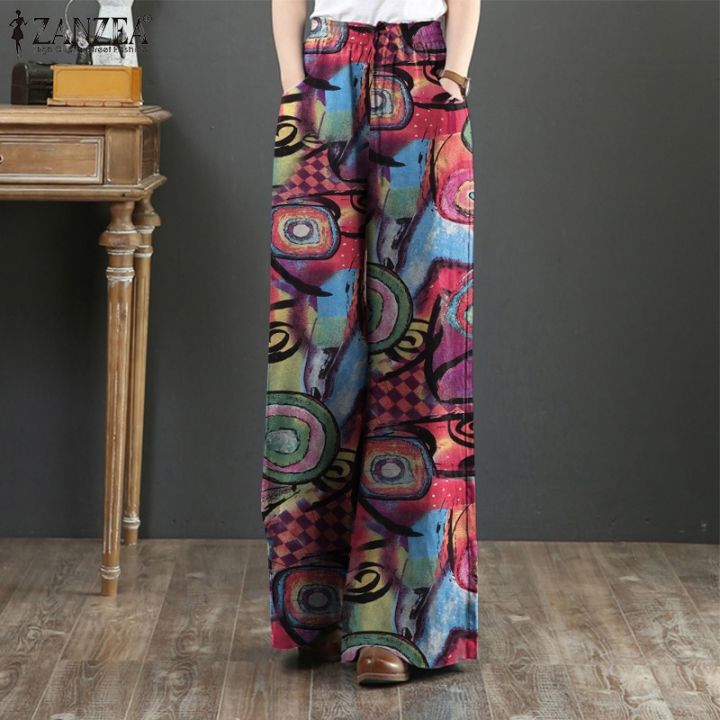 pants-long-leg-wide-fashion-waist-elastic-print-floral-women-zanzea