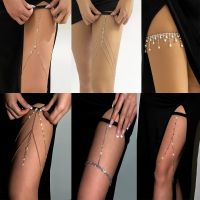 【CW】♠┋❏  IngeSight.Z Elastic Leg Thigh Chain for Multilayer Tassel Rhinestone Harness Adjustable Jewelry