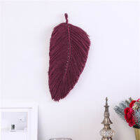 Goodbro ทอม่านลายดอกไม้และขนนกนุ่มฝีมือดีผ้าฝ้าย Macrame แขวนผนัง Feather Boho Chic ทอ Leaf สำหรับ