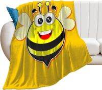 New Style Cartoon Bee Flannel Throw Blanket Honeycomb Pattern Blanket for Sofa Couch Bed King Queen Size Super Soft Lightweight Blanket