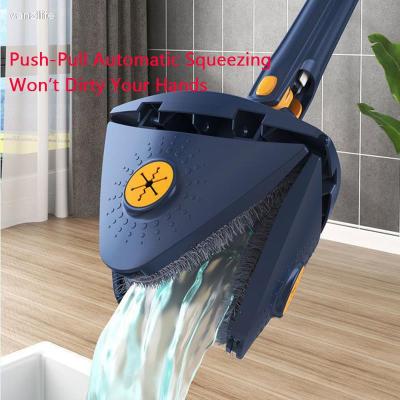 Vanzlife Artifact Triangle Twist Rotating Wooden Floor Mop Roof Self-Water Cleaning Board Wall Mop Floor Wall Cleaning Tool