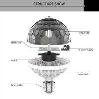 หลอดไฟ E27 RGB LED ไฟเวทีแบบหมุนอัตโนมัติแบบหมุนได้โคมไฟขนาดเล็กไฟดิสโก้คริสตัลสำหรับงานปาร์ตี้คริสต์มาสดิสโก้ปาร์ตี้ดีเจอย่างมีประสิทธิภาพ