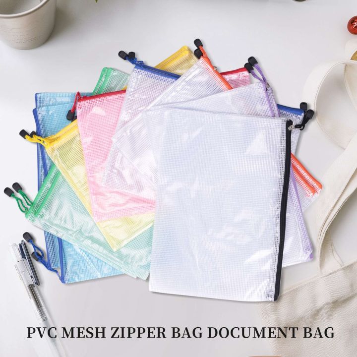 16pcs-mesh-zipper-pouch-document-bagwaterproof-zip-file-foldersa4-size-for-school-office-suppliestravel-storage-bags
