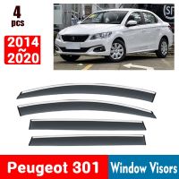 FOR Peugeot 301 2014-2020 Window Visors Rain Guard Windows Rain Cover Deflector Awning Shield Vent Guard Shade Cover Trim