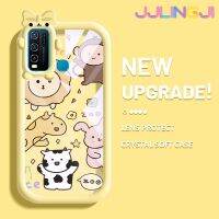 Jjlingji เคสสำหรับ VIVO Y30 Y30i Y50ตุ๊กตาการ์ตูนน่ารักโบว์มอนสเตอร์น้อยเคสป้องกันกันกระแทกแบบใสนิ่มเคสกล้องฝาครอบป้องกันง่าย