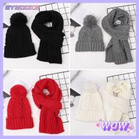 SYBOOKS Knitted Woollen Wooly Soft Neckwarmer Beanie Cap+Scarf Thick Knit Hat And Scarf Set