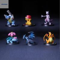 ของเล่นโมเดลหุ่นตุ๊กตาขยับแขนขาได้รูปโปเกมอน Charizard X Venusaur Pikachu จาก PVC Charizard 6ชิ้น/เซ็ต