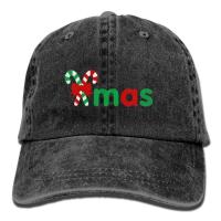 Holiday Xmas Borders Adult Baseball Cap Dyed Washed Cotton Denim Hat