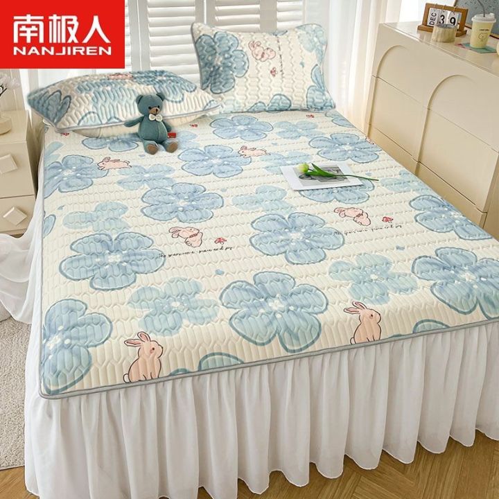 antarctic-people-latex-mat-three-piece-set-summer-ice-silk-cool-feeling-bed-solid-fitted-sheet-soft