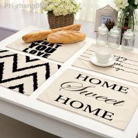 1Pcs Geometric Letter Pattern Placemat Dining Table Mats Drink Coasters Cotton Linen Pads 42x32cm Kitchen Accessories MG0026