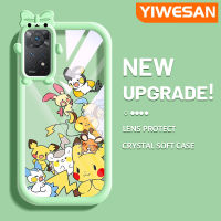 YIWESAN เคสสำหรับ Xiaomi Redmi โน๊ต11 Pro Note 5G Note 11e Pro เคสลายการ์ตูนน่ารักโปเกมอนมอนมอนมอนมอนน้อยมอนสเตอร์ตัวน้อยผูกโบว์ปลอกนิ่มกันกระแทกทนต่อการเสียดสีเคสโทรศัพท์โปร่งใสฝาครอบป้องกันเลนส์กล้องถ่ายรูป TPU ซิลิกาเจล