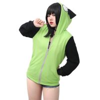 Anime Invader ZIM Cosplay Hoodie Mens Womens Casual Hooded Zip Up Pullovers Jackets Sweatshirts With Ears For Halloween Costume