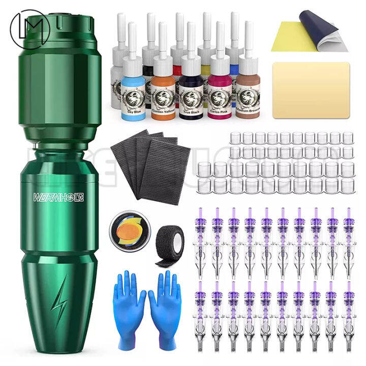 Professional Wireless Tattoo KitWormhole Tattoo Machine Pen Cordless Tattoo Pen Kit for