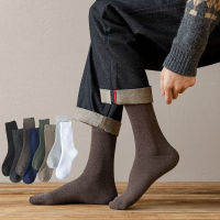 5 Pair Winter Mens Thick Warm Terry Cotton Socks Solid Color Harajuku R Business Socks Fashion Casual Long Socks