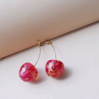 New Korean Version of the Floral Cherries Earrings Fashion Long Earrings