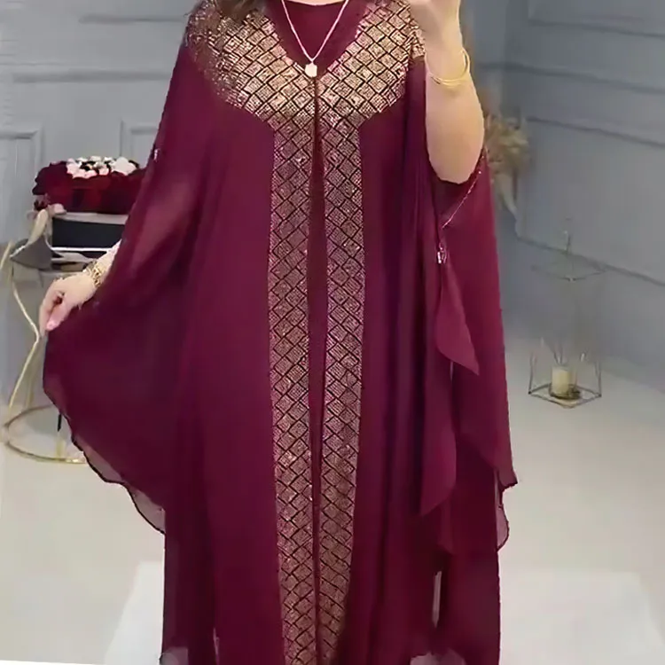 African Dresses for Women Vetement Femme 2022 Summer Dashiki Gold Stamp  Boubou Robe Africain Femme Abaya Dubai Long Kaftan Dress - African Boutique