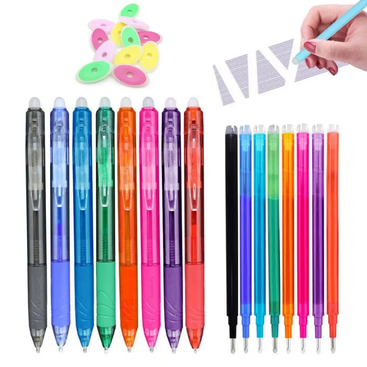 1 Erasable Gel Pens + 5 Erasable Refills + 1 Eraser,0.5mm 8 Colors Press Gel Pen Set Lazada.co.th