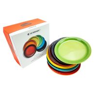 18Cm/23Cm Rainbow Round Plate Set High-End Cutlery Set Enamelled Glaze Colored Flat Dinner Plates Home Dish Plate 6Pcs