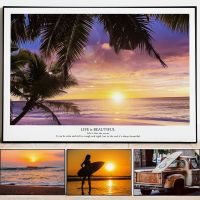 Modern Sunset Seascape โปสเตอร์ Natural Scenery Wall Art พิมพ์แฟชั่น Life Home Decor ภาพวาดผ้าใบสาว Surf ภาพ Cuadros