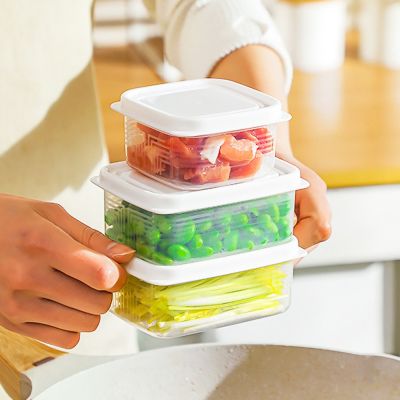 BEREAVE พลาสติกเกรดอาหาร กล่องถนอมตู้เย็น สี่เหลี่ยมสี่เหลี่ยม โปร่งใสโปร่งใส กล่องปิดผนึกอาหาร ของใหม่ ต้านทานความเย็น กล่องเก็บของแยก ตู้เย็นในตู้เย็น