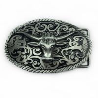 Oval Lace Cow Head Belt Buckle Metal 3D Badge New Cowboys Belt Buckles Diy Waistband Belts