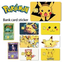 【LZ】 85.6x53.98mm Pokemon Bank Card Sticker Pikachu Credit Card Bank Card Bulbasaur Pikachu Charmander Waterproof Decoration