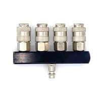 Pneumatic Fitting 4 WAY Manifold Quick Connector European Type Air Compressor Air Hose Hardware Tools 1/4NPT Quick Couplers Hand Tool Parts Accessor