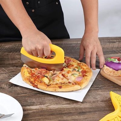 1pcs Pizza Cutter Stainless Steel Cutter Ring Chopper Cutting Pizza Herb Cheese Knife Multi-functional Slicing Knife Baking Tool