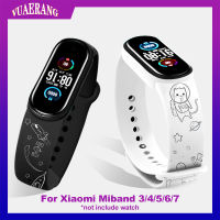 VUAERANG แฟชั่นสายรัดซิลิโคนเหมาะสำหรับ Xiaomi Miband 7 Miband 5 6 Miband 3 4สายรัดข้อมือสายรัดข้อมือการ์ตูนสีพิมพ์ดอกไม้บุคลิกภาพแบบเปลี่ยนสายสำหรับ Mi วง3/4/5/6/7