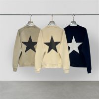 Essentials Crewneck sweatshirt สไตล์คลาสสิกคุณภาพสูงแฟชั่นแบรนด์ FIVE-Point Star พิมพ์ hip-hop หลวม unisex ทางลัด