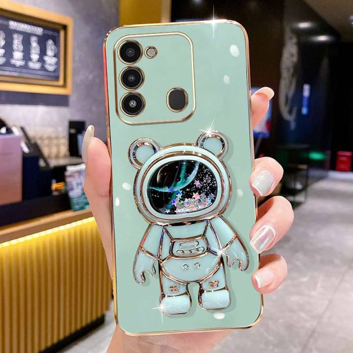 andyh-phone-case-tecno-spark-8c-spark-go-2022-kg5k-kg5j-6dstraight-edge-plating-quicksand-astronauts-who-take-you-to-explore-space-bracket-soft-luxury-high-quality-new-protection-design